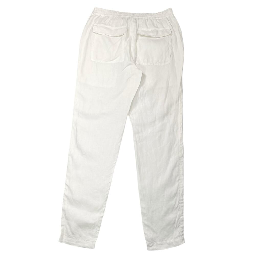 VINCE Womens Small Mid Rise Drawstring Straight Leg White Linen Pants